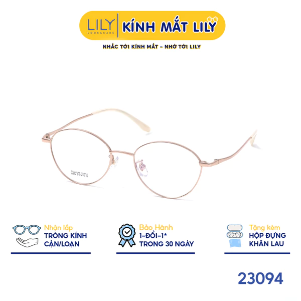 Gọng kính Oval nam nữ LILYEYEWEAR chất liệu Titan cao cấp kiểu dáng hiện đại thời trang 23094
