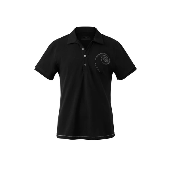 Áo Polo Nam Màu Đen Họa Tiết Thêu ‘Spiral Label’ Form Ôm Slim Fit - BEUTER® EMBROIDERED ‘Spiral Label’ SLIM POLO - BLACK