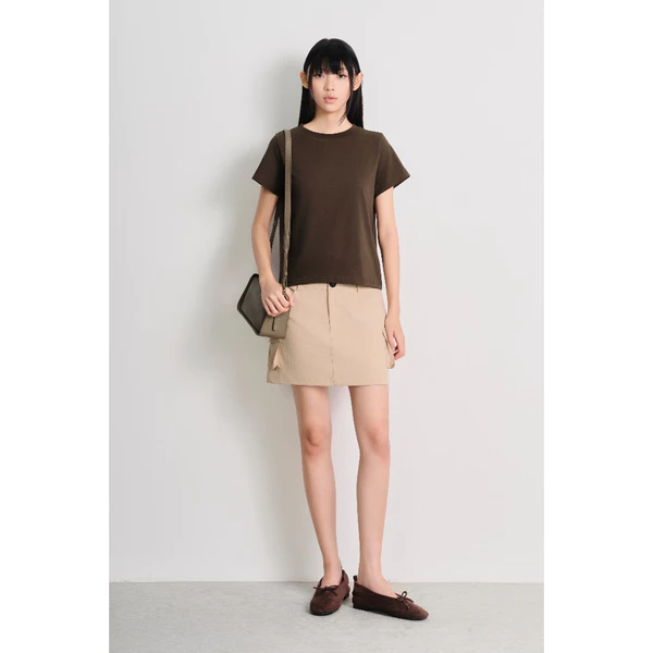 LIBÉ WORKSHOP - Áo thun cotton màu nâu tay ngắn 7616