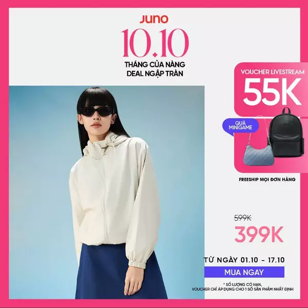 Áo Chống Nắng Nữ JUNO Vải Dù Có Nón Mỏng Nhẹ Thoáng Mát JNKHC020