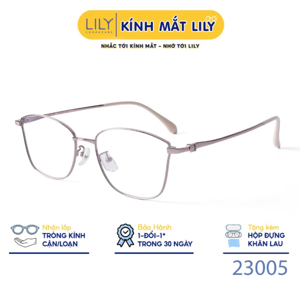 Gọng kính mắt mèo nam nữ thời trang LILYEYEWEAR chất liệu kim loại cao cấp chắc chắn kiểu dáng hiện đại thời trang 23005