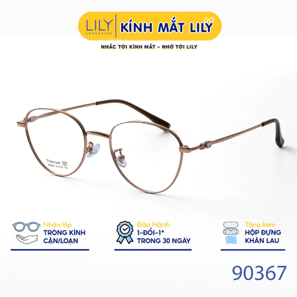Gọng kính mắt mèo nam nữ LILYEYEWEAR chất liệu IP Titanium cao câp kiểu dáng hiện đại màu sác thời trang 90367