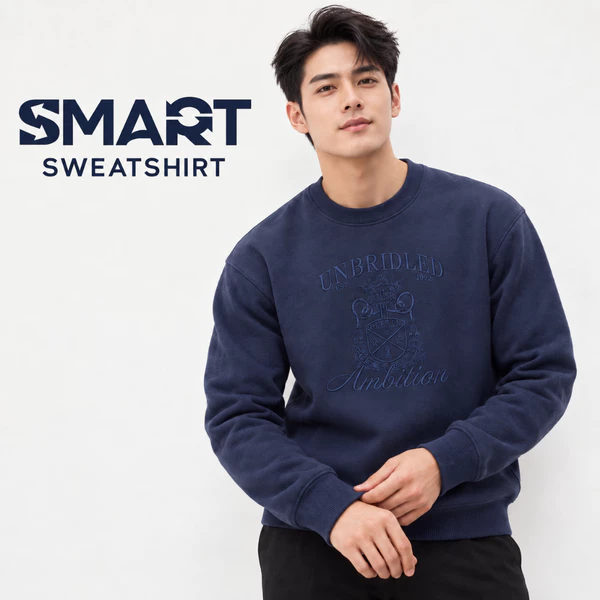 Áo nỉ SWEATSHIRT TORANO họa tiết thêu hình Unbridled ambition ấm áp, phong độ GWTW826