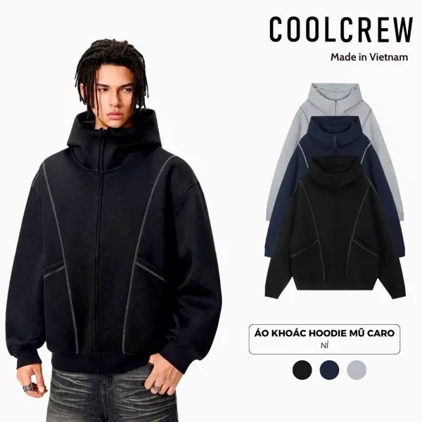 Áo Khoác Nỉ Hoodie Trơn Tay Dài Mũ Chỉ Nổi 𝐂𝐎𝐎𝐋𝐂𝐑𝐄𝐖 Unisex Nam Nữ Form Rộng AKD128