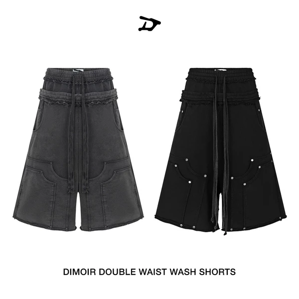Quần Shorts DIMOIR DOUBLE WAIST Màu wash Đen / Màu wash Xám