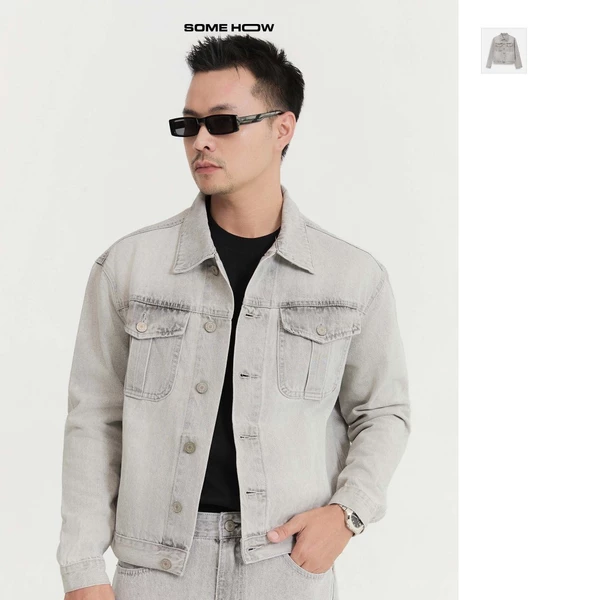 [New10] Áo Khoác Jean Boxy Static Gray Denim Chất Liệu Jean Cotton Năng Động Phong Cách, AK0104 SOME HOW STORE