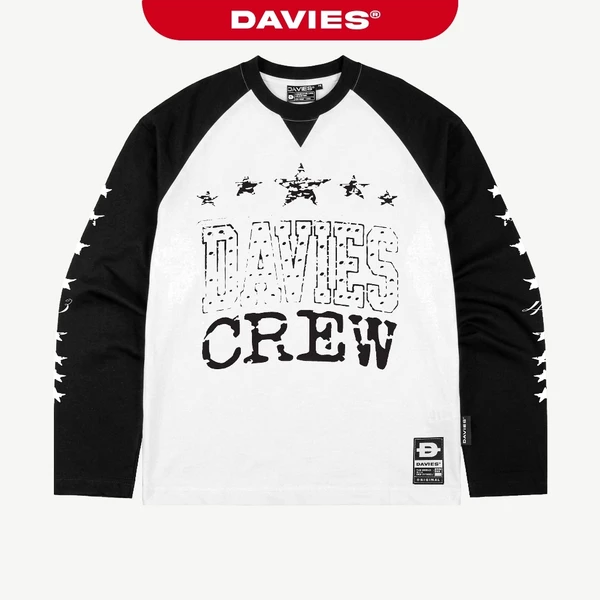 Áo phông tay dài raglan nam nữ DAVIES form rộng hình in chữ bụi bặm hiphop cổ tròn Astral Raglan Long Sleeve Tee | D-T74