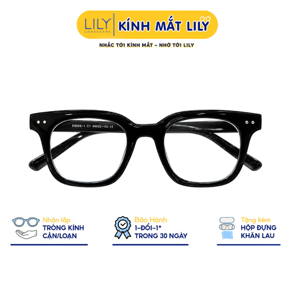 Gọng kính mắt vuông nam nữ LILYEYEWEAR chất liệu nhựa cao chấp chắc chắn, kiểu dáng hiện đại màu sắc thời trang K8009