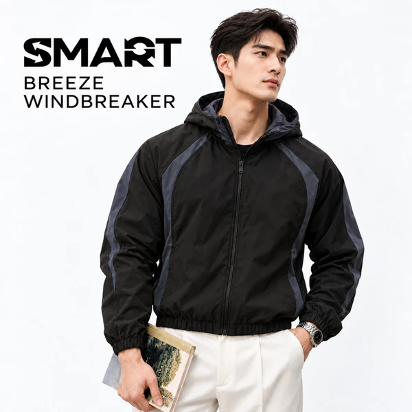 [LUXURY ITEM] Áo Khoác Gió Nam 2 lớp BREEZE WINDBREAKER TORANO Can Phối Mũ Liền Thêu Logo, Cản Gió, Giữ ấm GWCW801