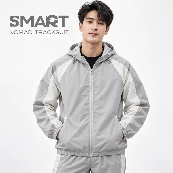 Quần Áo Khoác Gió Nam NOMAD TRACKSUIT TORANO 2 lớp can phối mũ liền in logo sống tay áo Cản Gió, Giữ ấm GWCW204- GWBW204