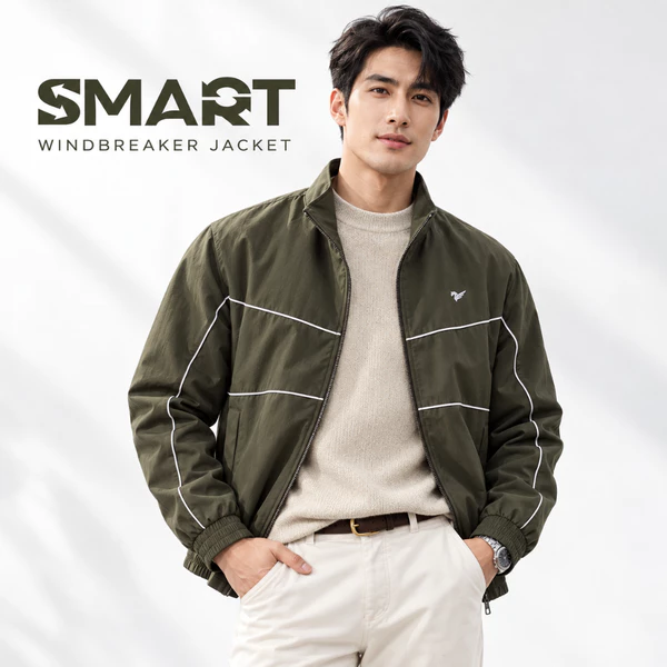 Áo khoác gió 2 lớp WINDBREAKER JACKET TORANO cổ cao, phối lé CHỐNG NƯỚC – CẢN BỤI – GIỮ NHIỆT FWCW006