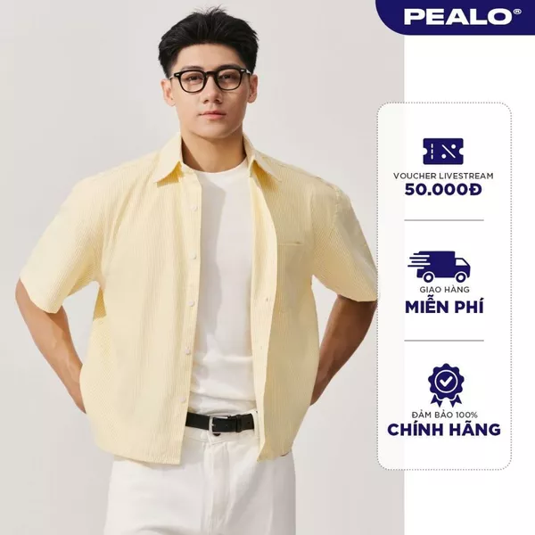 Áo sơ mi ngắn tay PEALO chất Oxford cotton cao cấp