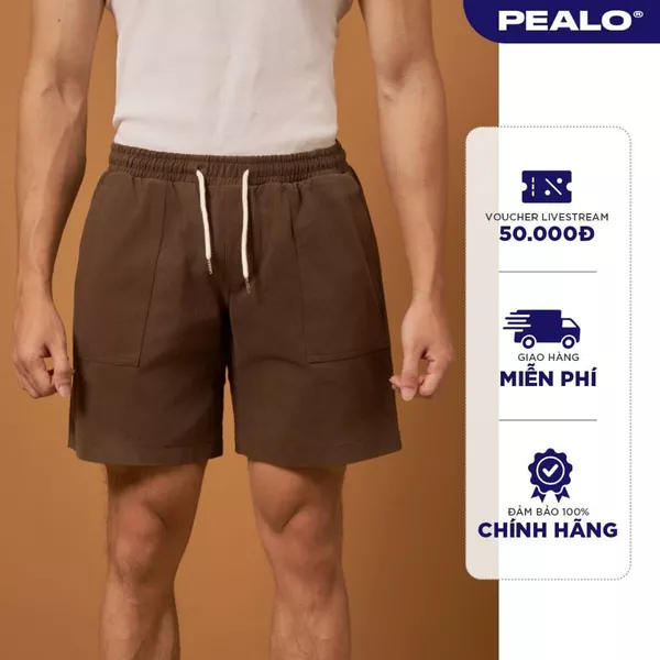 Quần short Kaki PEALO Nam Cao Cấp form ngắn túi hộp ống quần rộng SPT2
