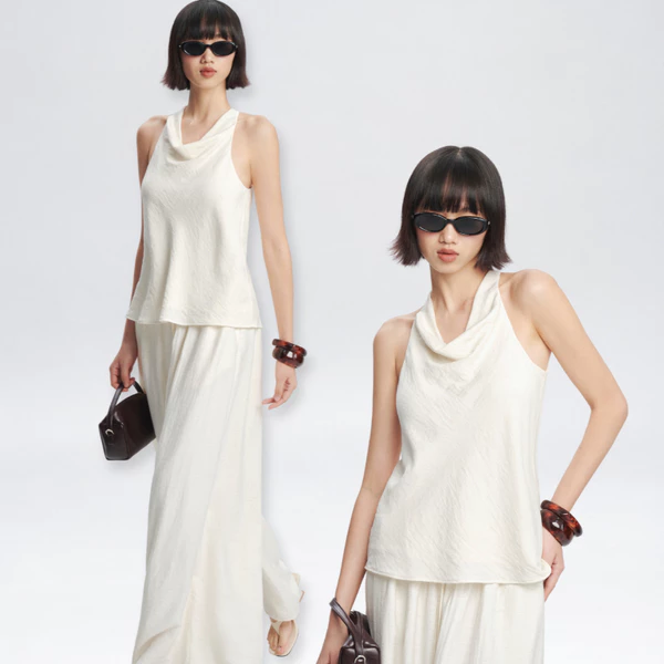 Nosbyn - Áo Cổ Đổ Nữ - Draped Halter Top