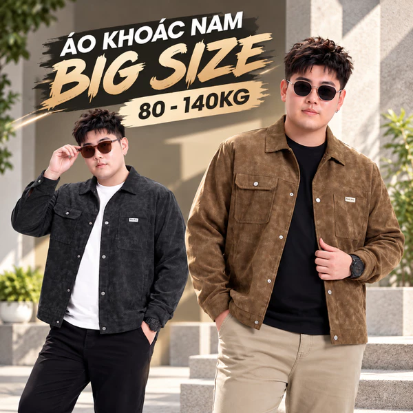 Áo Khoác Da Big size AKYOO Nam 90 - 125kg Cao Cấp, Chất Liệu Chống Bụi Ngăn Gió - AK L DEN - L NAU