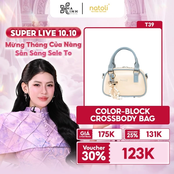 Túi đeo chéo da nam nữ NATOLI, túi xách cầm tay nam nữ chống nước cao cấp Color-Block Crossbody Bag T39