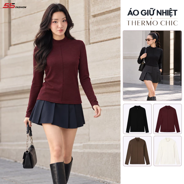 Áo Giữ Nhiệt Nữ 5S FASHION THERMO CHIC Cao Cấp, Mềm Ấm, Cách Điệu Nữ Tính Phom Slimfit W0AGN26002