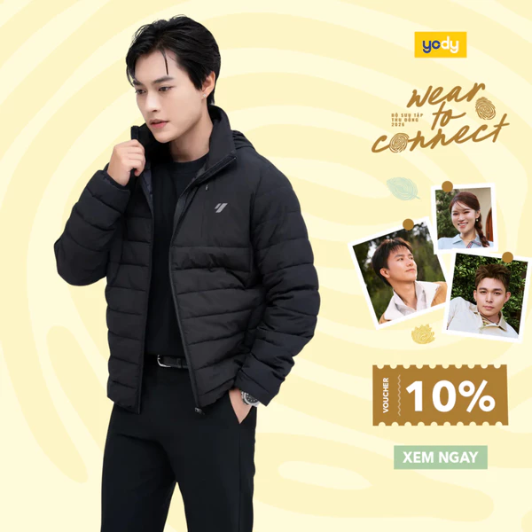 Áo Phao Nam Yody Mũ Ẩn 4S Plus Siêu Ấm Siêu Thoải Mái Siêu Linh Hoạt Siêu Nhẹ MCPJ25F009