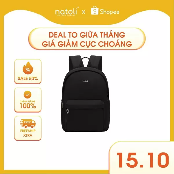 Balo đi học nam nữ thương hiệu NATOLI nhiều ngăn chống nước tốt - Basic Backpack B2