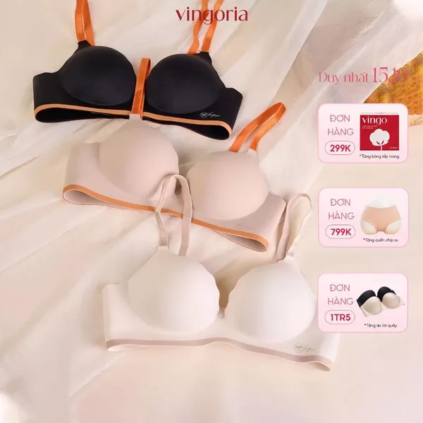 COMBO 2 áo lót không gọng không viền VINGO/VINGORIA nâng ngực chất đúc su S418