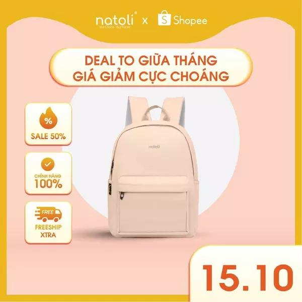 Balo đi học nữ cute NATOLI nhiều ngăn chống nước cao cấp - Basic Backpack B2