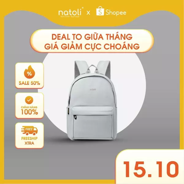Balo nam nữ đi học chống nước thương hiệu NATOLI nhiều ngăn kháng nước tốt - Basic Backpack B2