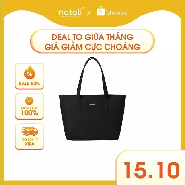 Túi tote nữ thương hiệu NATOLI chất vải canvas nhiều ngăn chống nước tốt - BST Elegant Chicbag T4