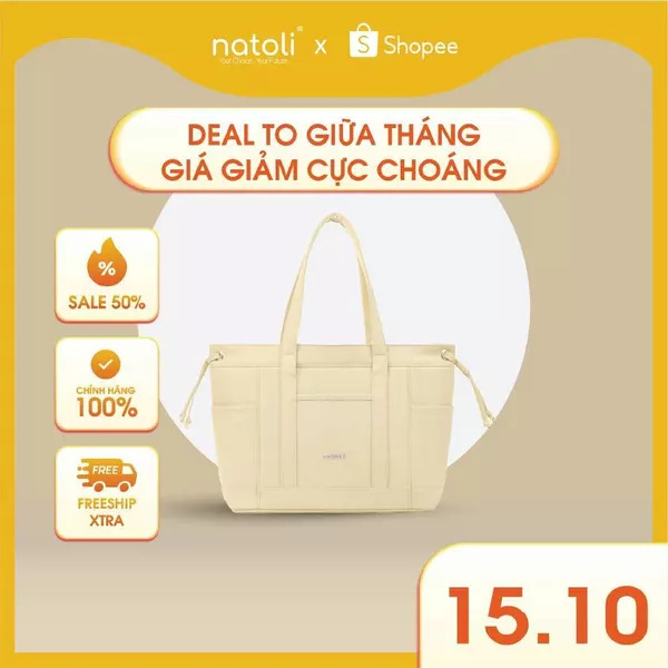 Túi tote nữ nhiều ngăn NATOLI, 2 mặt đeo vai đựng laptop cao cấp - BST Elegant Edge Bag T19