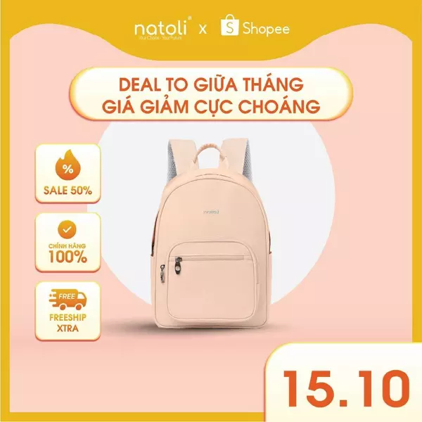 Balo nữ thời trang NATOLI cute, hàn quốc, đi học, nhiều ngăn BST Dreamy Teddy Bear School Backpack B16