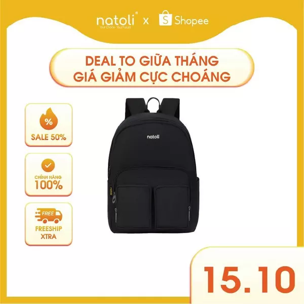 Balo thời trang nam nhiều ngăn NATOLI vải canvas balo sinh viên basic kháng nước - Old School Backpack B5