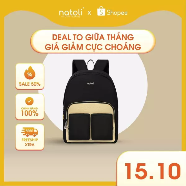Balo thời trang nam nữ hàn quốc Thương hiệu NATOLI vải canvas nhiều ngăn kháng nước - Old School Backpack B5