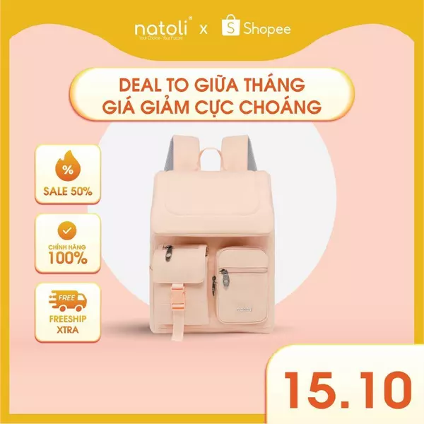 Balo đựng laptop nữ đi học thương hiệu NATOLI, cặp đi học chống sốc chống nước tốt Global Backpack B8