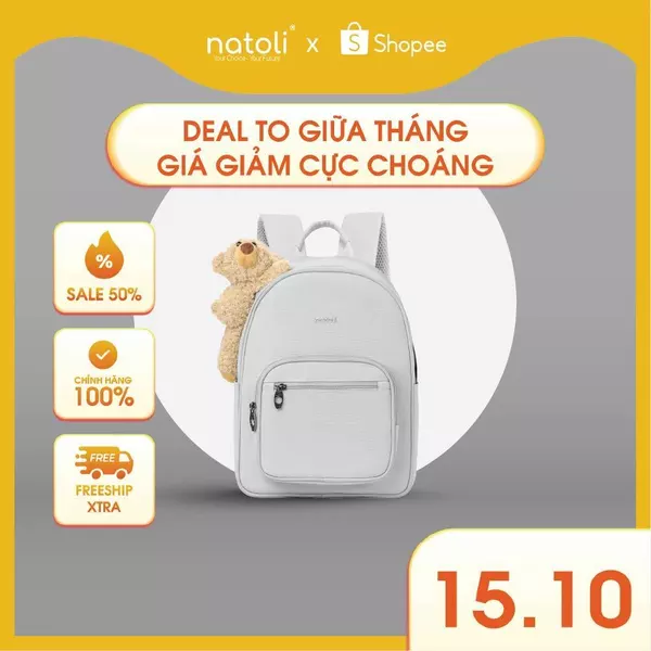 Balo gấu bông nữ thời trang NATOLI cute, hàn quốc, đi học BST Dreamy Teddy Bear School Backpack B16