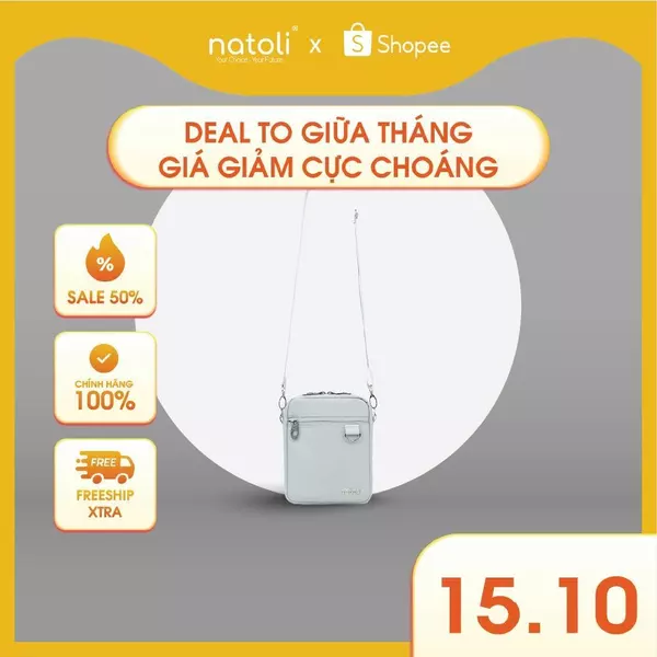 Túi đeo chéo nam nhỏ gọn thương hiệu Natoli đi chơi nhiều ngăn kháng nước tốt BST Mini Daily Crossbag T3