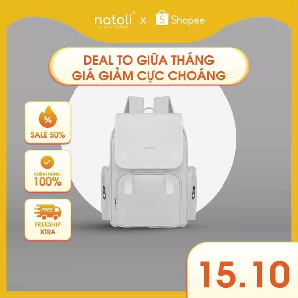 Balo đựng laptop vuông NATOLI chống nước, nhiều ngăn đi học cao cấp BST Everyday Utility Backpack B19