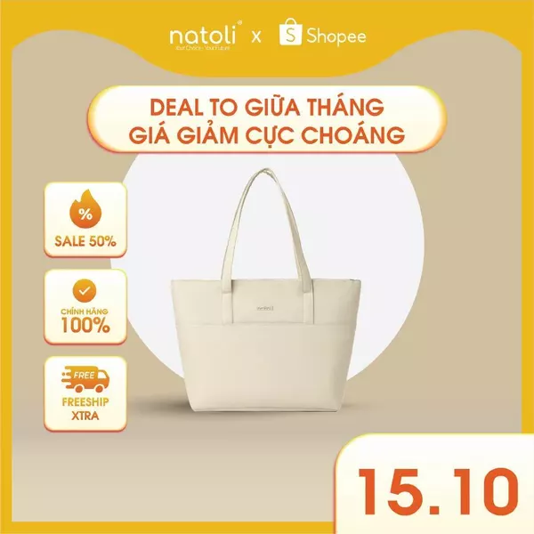 Túi tote nữ NATOLI chất vải canvas nhiều ngăn chống nước tốt - BST Elegant Chicbag T4