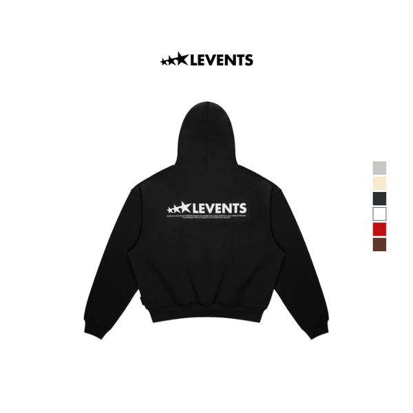 Áo Zipper Hoodie Boxy Levents XL Logo Cotton Premium