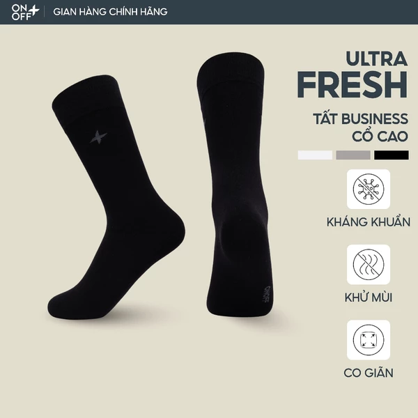 Tất vớ nam cổ cao Business Cotton công nghệ ULTRA FRESH kháng khuẩn khử mùi - ONOFF 18AR23A112