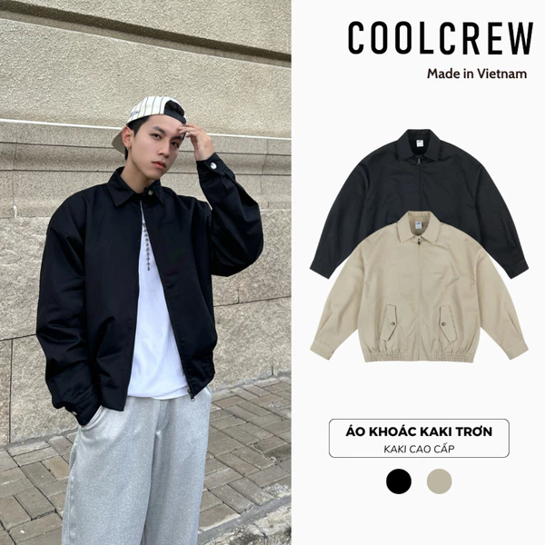 Áo Khoác Kaki Trơn 𝐂𝐎𝐎𝐋𝐂𝐑𝐄𝐖 Form Rộng Cổ Bẻ Có Khóa Kéo Phong Cách Đơn Giản Hàn Quốc - AK01 AKD030