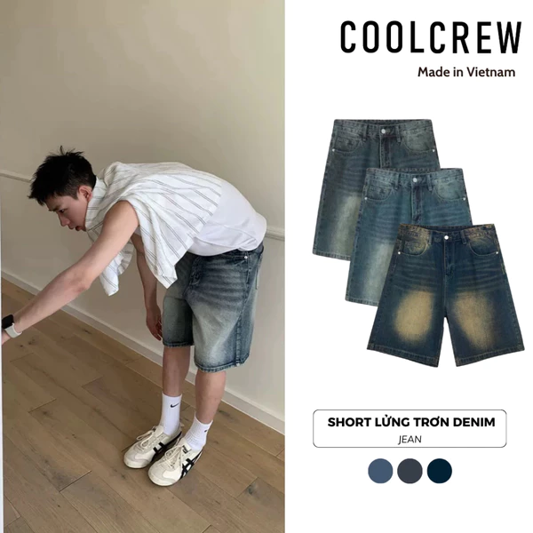 Quần short jean ngang gối 𝐂𝐎𝐎𝐋𝐂𝐑𝐄𝐖, vải denim dày dặn CRS01-03 QTN045