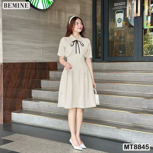 Đầm thiết kế giả áo khoác tay lửng tùng xoè BEMINE MT8845