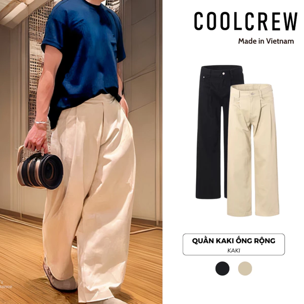 Quần Kaki Ống Rộng 𝐂𝐎𝐎𝐋𝐂𝐑𝐄𝐖 - Wide-leg Pants - Phong Cách Nhật Bản Unisex QTD008