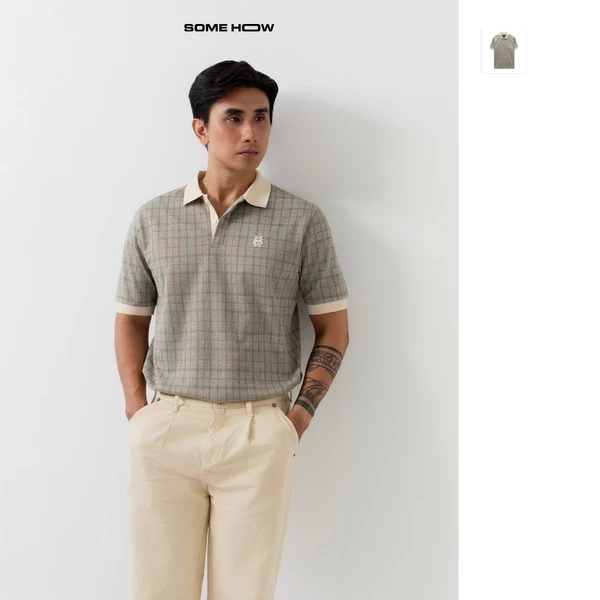 [N] Áo Polo Nam Glen Beige Tone, Chất Vải Cotton Dệt Blend Thoải Mái, PL0058, SOME HOW STORE