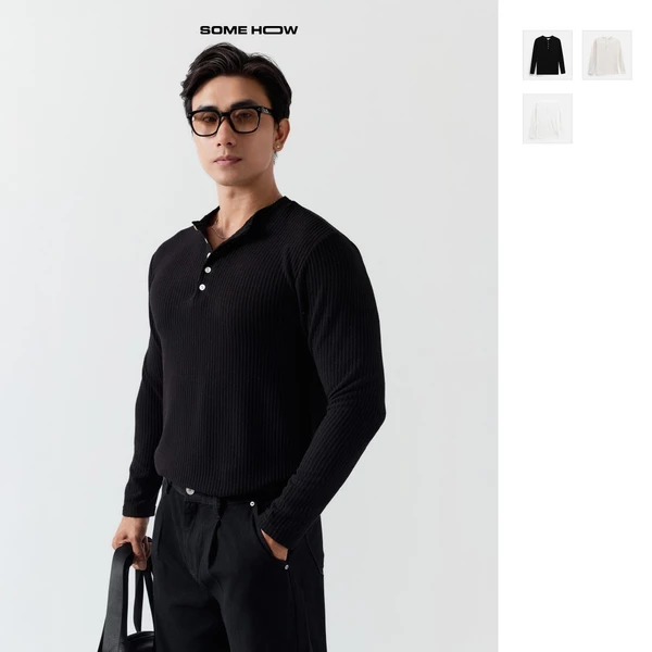  Áo Thun Nam Slimfit Henley Blend Wedding, Chất Vải Cotton Blend Thoải Mái, AT0323, SOME HOW STORE