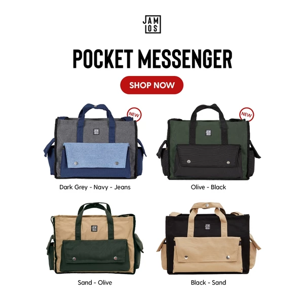 Pocket Messenger - Túi chéo quai xách 16" thời trang tiện dụng vải canvas Jamlos