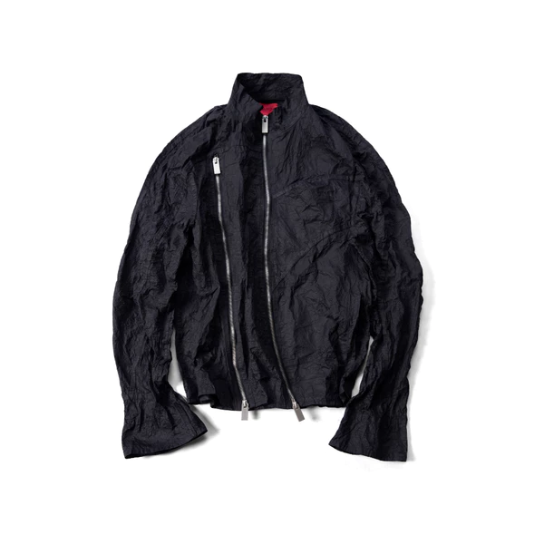 Áo gió nhăn "WRINKLE JACKET" màu đen form cropped