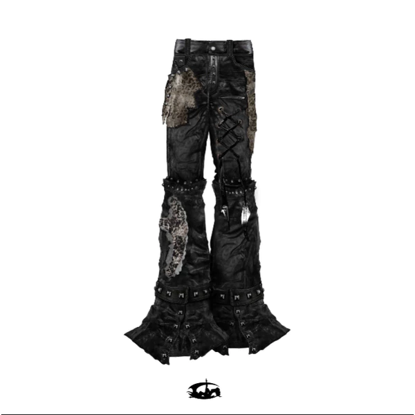 QUẦN "FLAWLESS" LEOPARD LEATHER PYTHON SKINNY FLARED