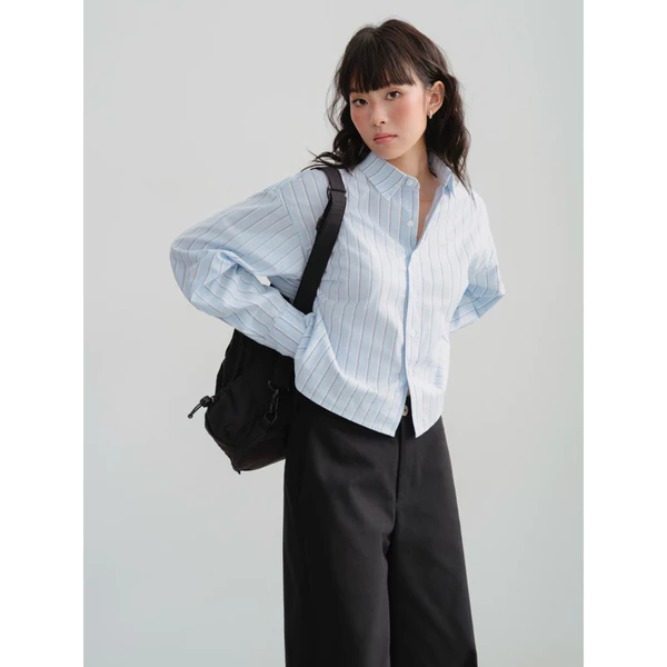 DOB - Áo sơ mi nữ tay dài sọc basic Dob shirt