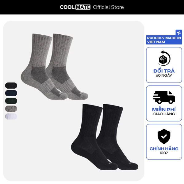 [MUA 2 GIẢM 5%]Combo 2 Tất thể thao active cổ dài thấm hút tốt Coolmate