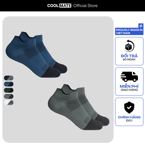 [MUA 2 GIẢM 5%]Combo 2 Tất/Vớ nam thể thao cổ ngắn Compression Techfit Coolmate